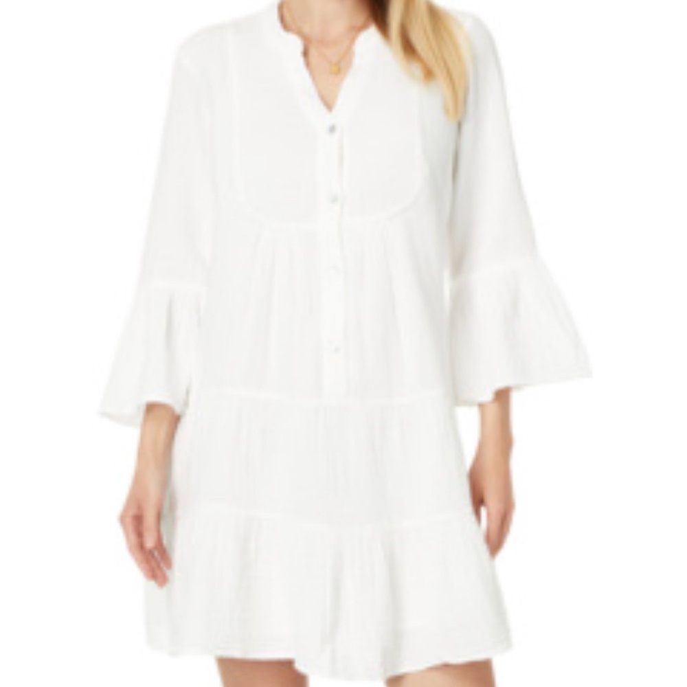 Faherty Off-White Button-Down Dress or Swim Cover-Up